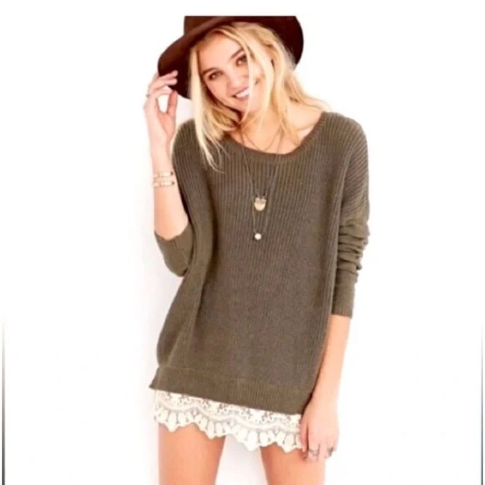 Urban Outfitters Pins and Needles Oversized Lace Hem Sweater